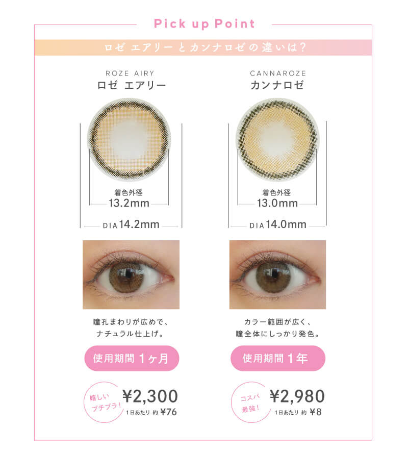 「カンナロゼ 」と「ロゼエアリー」はここが違う!